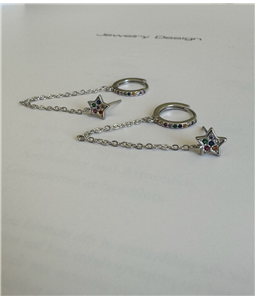 BRINCO ESTRELA E ARGOLA DOIS FUROS