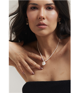 COLAR PROLAS NATURAIS E INICIAL - OURO 18K COM BRILHANTES