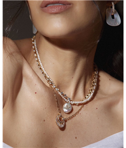 COLAR PROLAS NATURAIS E INICIAL - PRATA 925 COM MOISSANITES